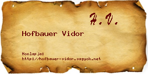 Hofbauer Vidor névjegykártya